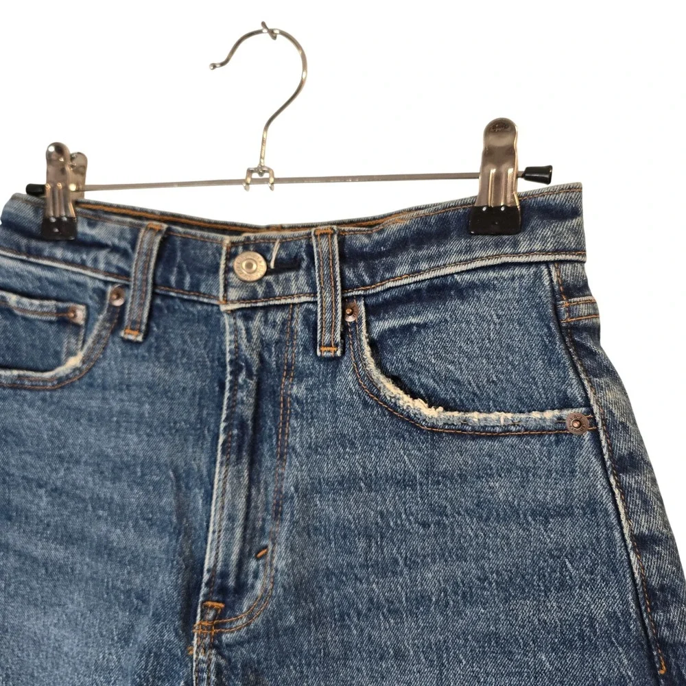 Abercrombie & Fitch Mom Short Women 24 Blue High Rise Curve Love 4 Inch Inseam